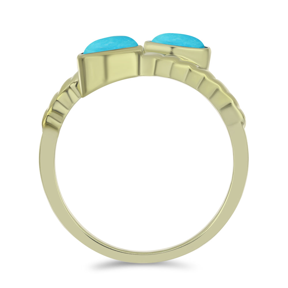 Pozlacené Stříbro 925/1000 - Prsten s Tyrkysem Sleeping Beauty - Karátové číslo: 0.81. přibližná hmotnost: 3.32 gramů 2 