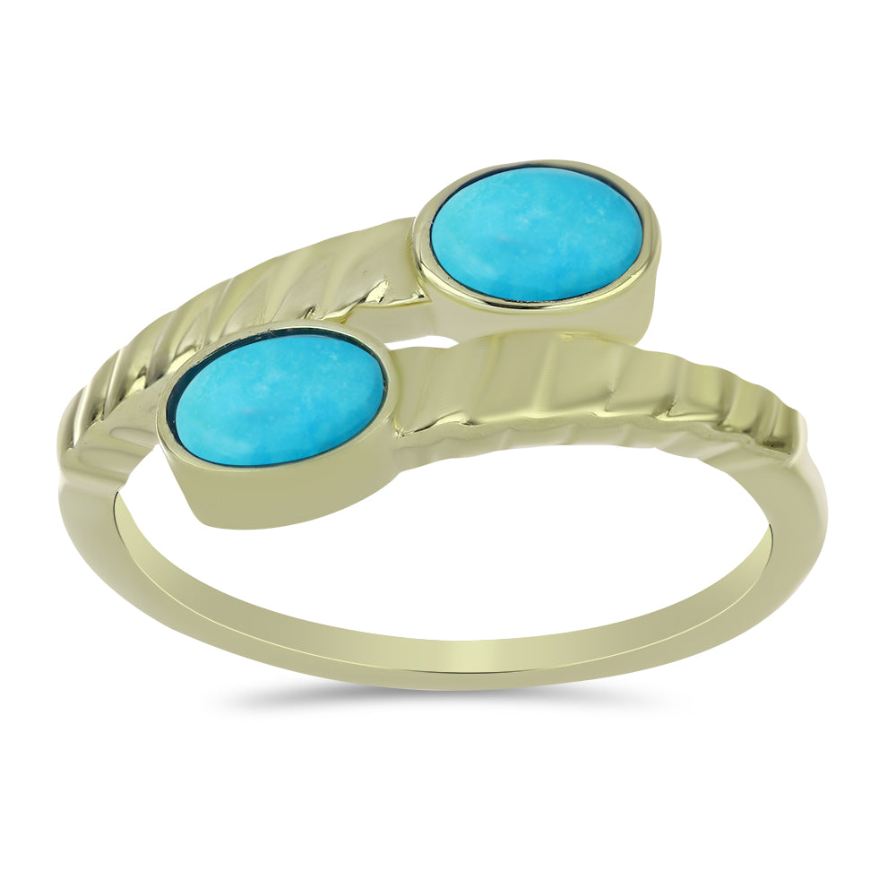 Pozlacené Stříbro 925/1000 - Prsten s Tyrkysem Sleeping Beauty - Karátové číslo: 0.81. přibližná hmotnost: 3.32 gramů