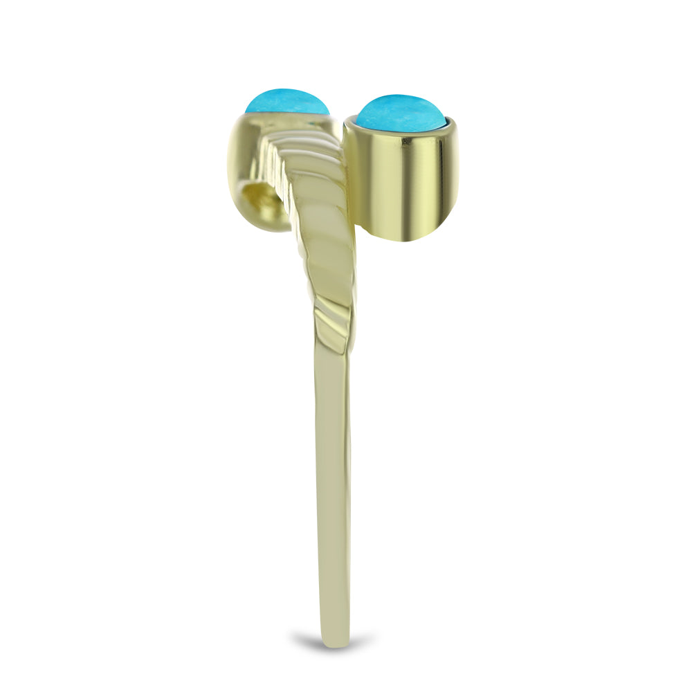 Pozlacené Stříbro 925/1000 - Prsten s Tyrkysem Sleeping Beauty - Karátové číslo: 0.81. přibližná hmotnost: 3.32 gramů