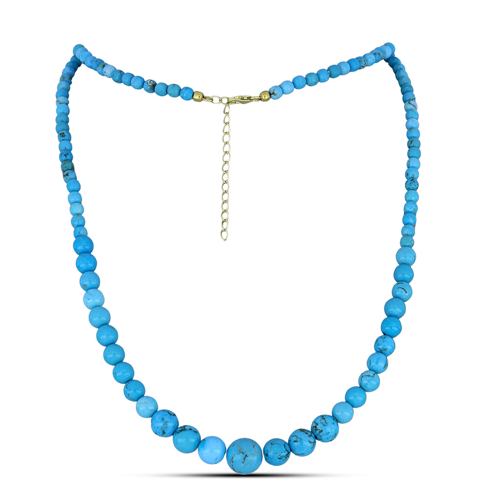 Pozlacené Stříbro 925/1000 - Náhrdelník s Tyrkysem Sleeping Beauty - Karátové číslo: 98.68. přibližná hmotnost: 20.75 gramů