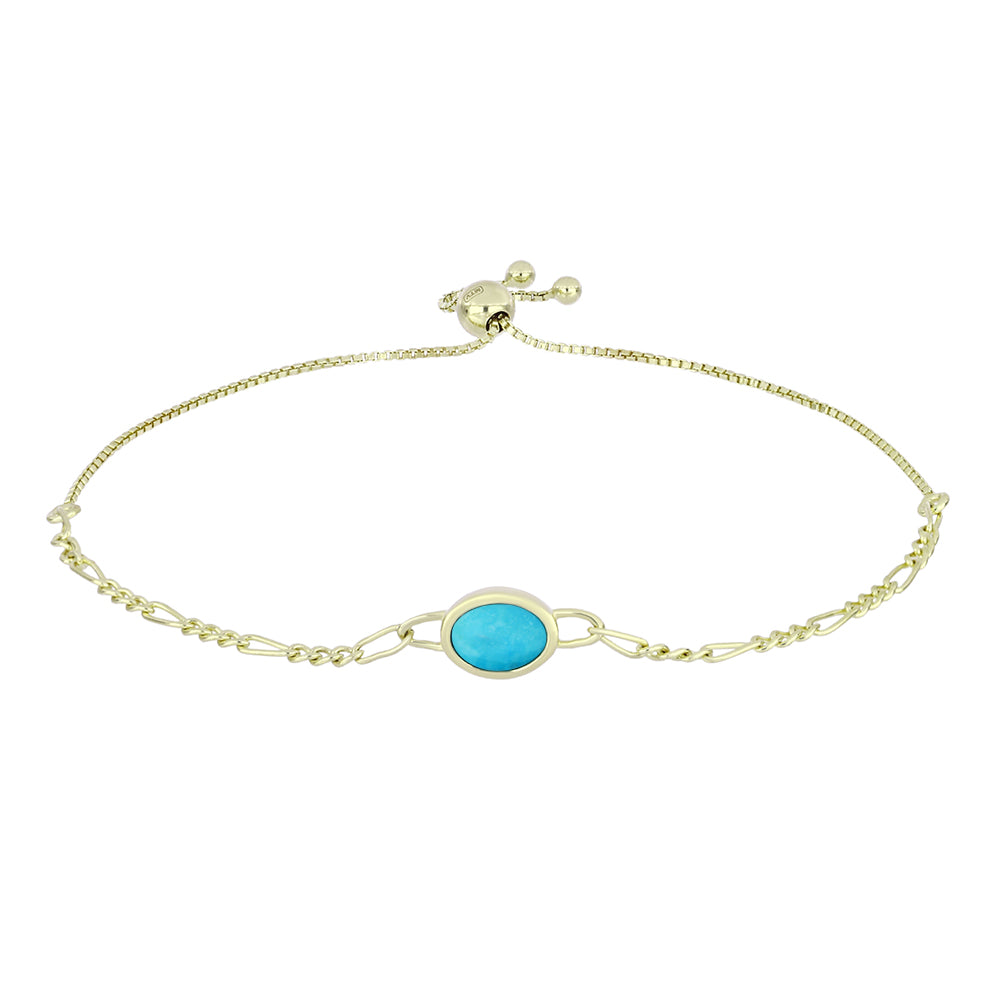 Pozlacené Stříbro 925/1000 - Náramek s Tyrkysem Sleeping Beauty - Karátové číslo: 0.86. přibližná hmotnost: 3.5 gramů 1 