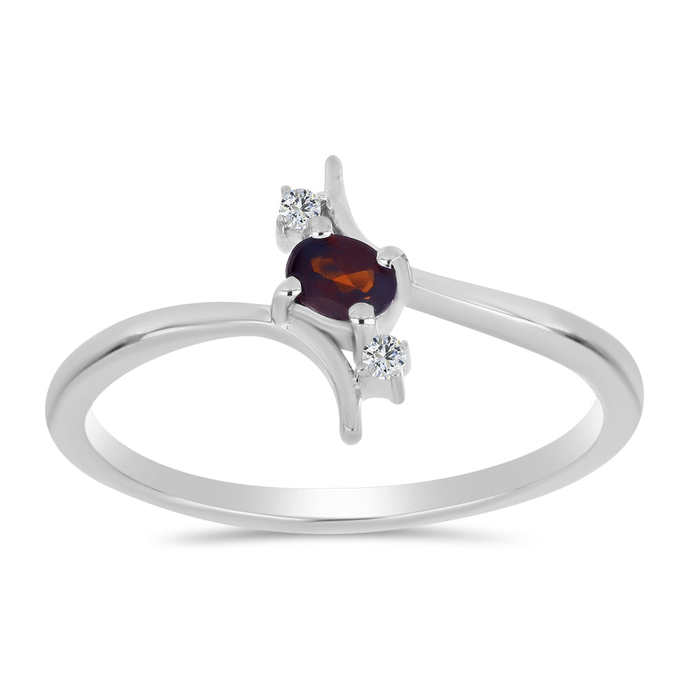 Stříbro 925/1000 Prsten s Bartonským Granátem a Bílým Topazem - Karátové číslo: 0.25. přibližná hmotnost: 1.59 gramů 3 