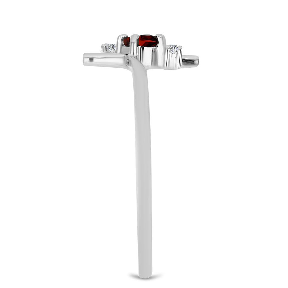 Stříbro 925/1000 Prsten s Bartonským Granátem a Bílým Topazem - Karátové číslo: 0.25. přibližná hmotnost: 1.59 gramů