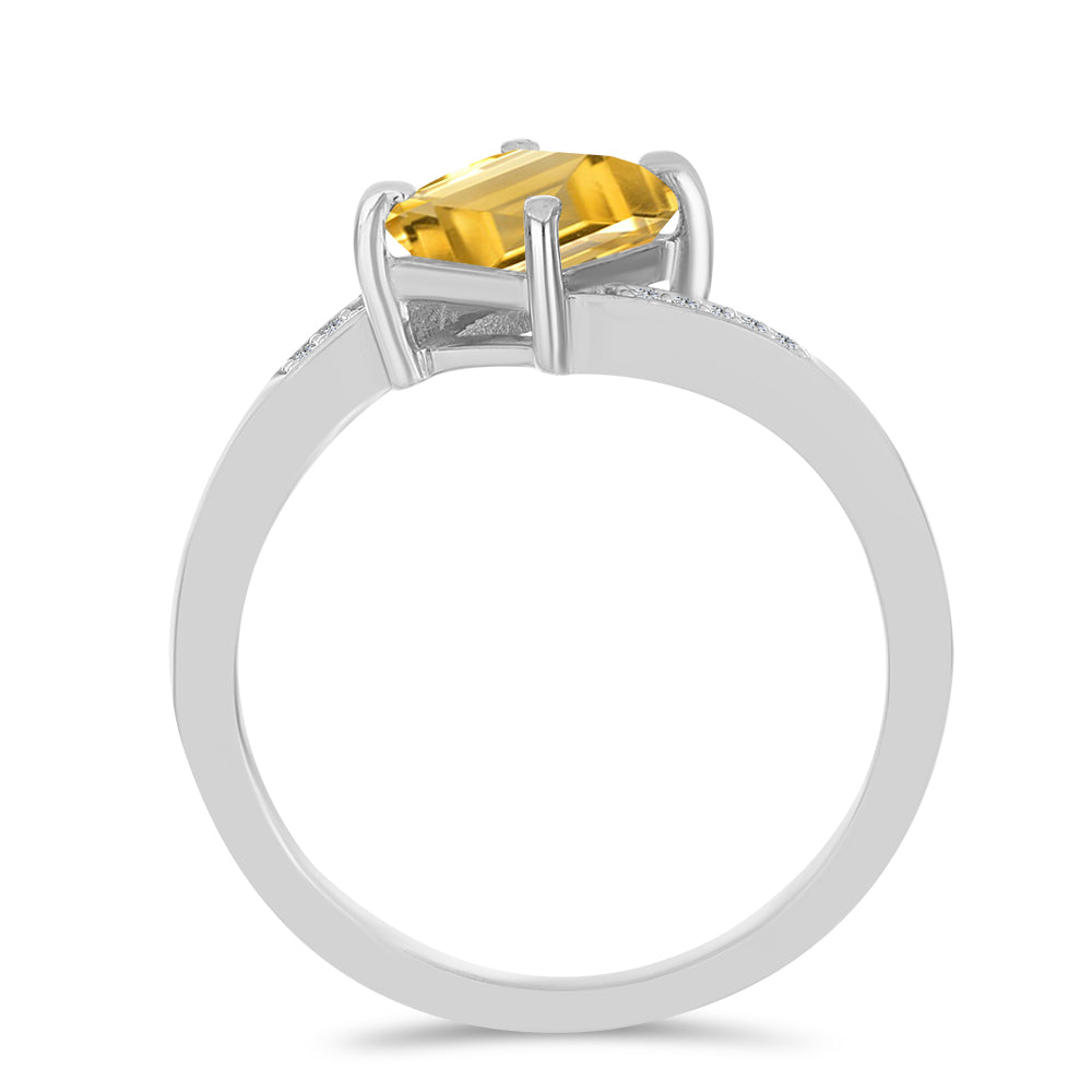 Stříbro 925/1000 - Prsten s Uralským Citrínem a Bílým Topazem - Karátové číslo: 1.21. přibližná hmotnost: 3.09 gramů