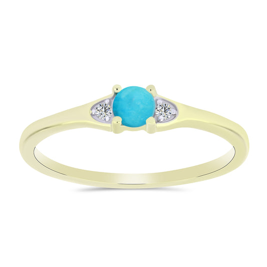 Pozlacený Stříbrný Prsten s Tyrkysem Sleeping Beauty a Bílým Topazem