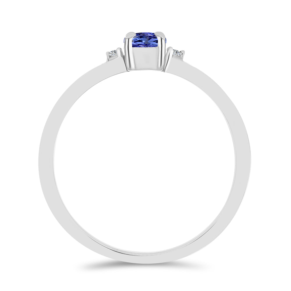 Stříbro 925/1000 - Prsten s Tanzanitem a Bílým Topazem - Karátové číslo: 0.26. přibližná hmotnost: 1.21 gramů