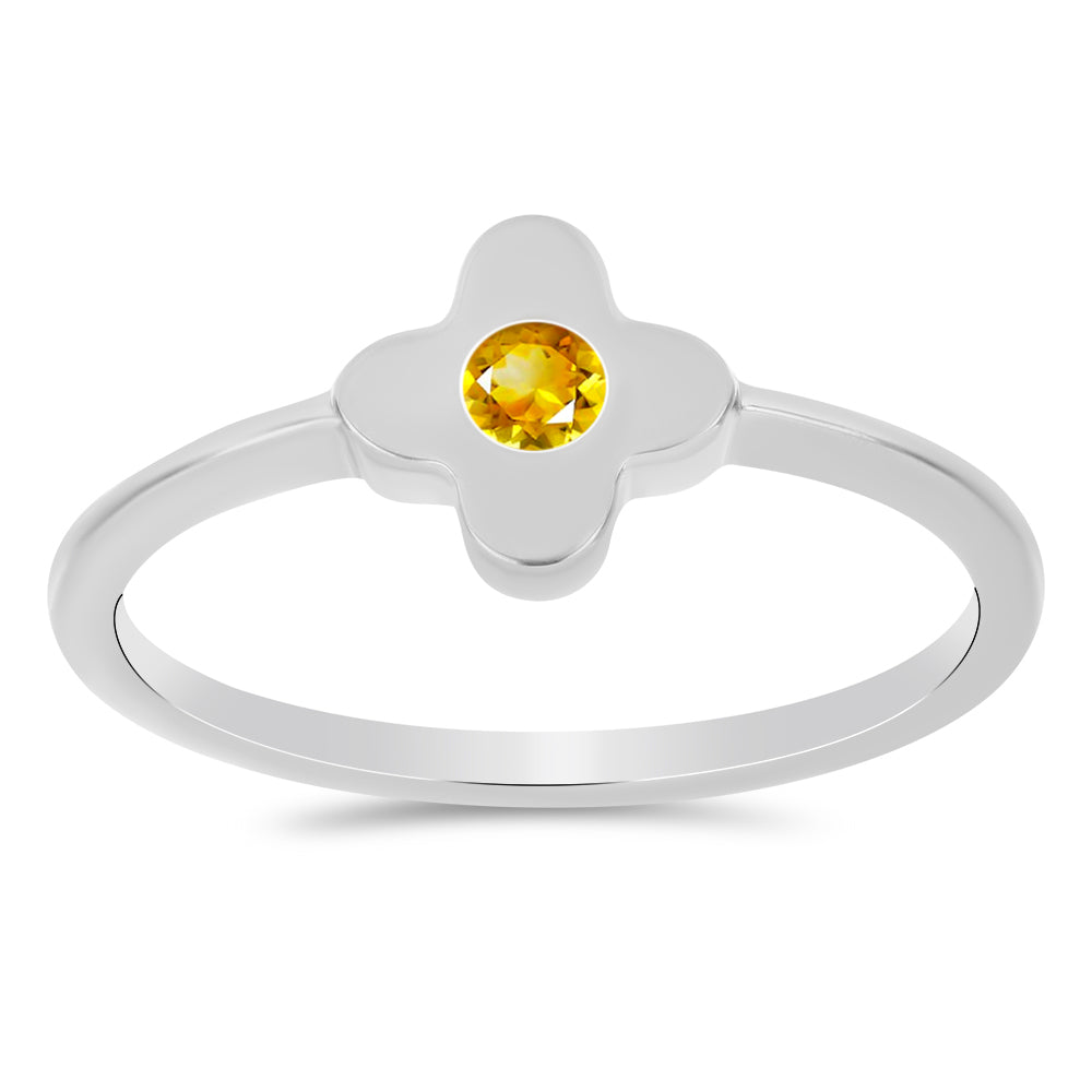 Stříbro 925/1000 - Sada s Uralským Citrínem - Karátové číslo: 0.33. přibližná hmotnost: 3.9 gramů ( Náušnice+Prsten )