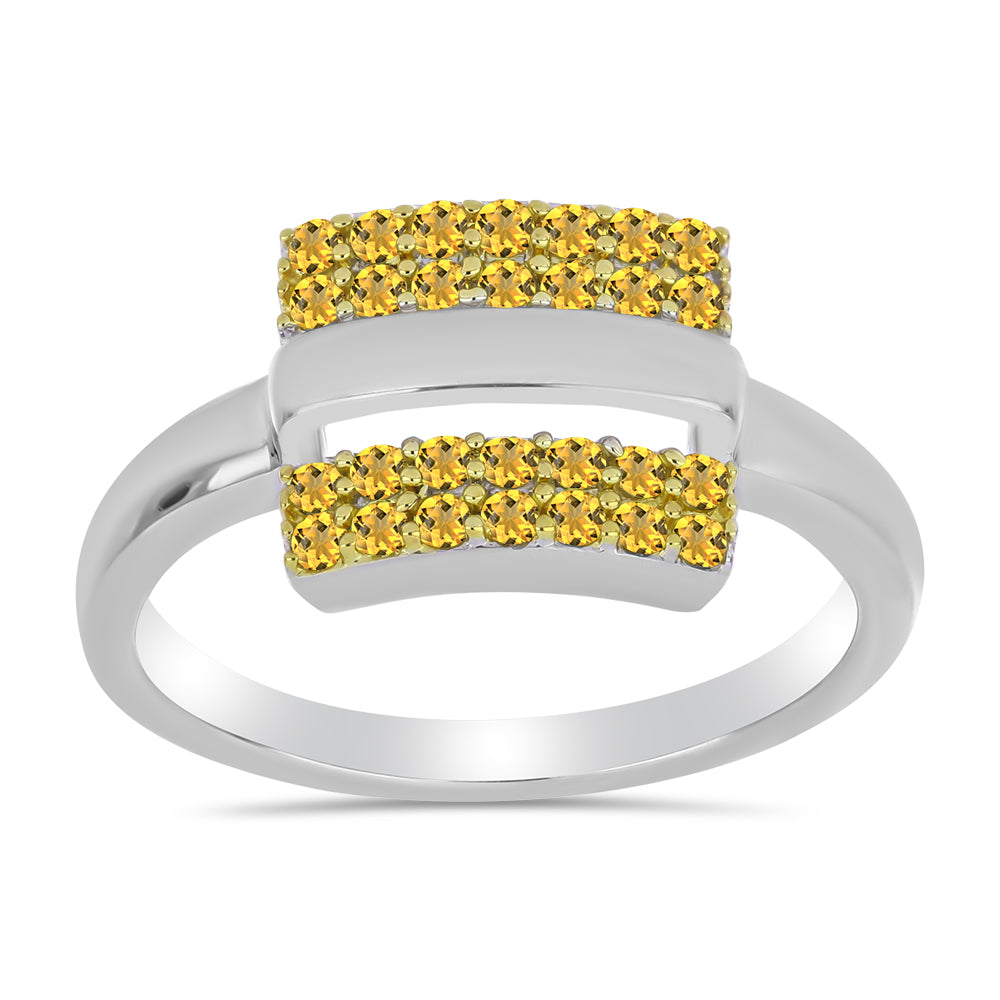 Pozlacený Stříbro 925/1000 - Prsten s Uralským Citrínem - Karátové číslo: 0.45. přibližná hmotnost: 2.95 gramů