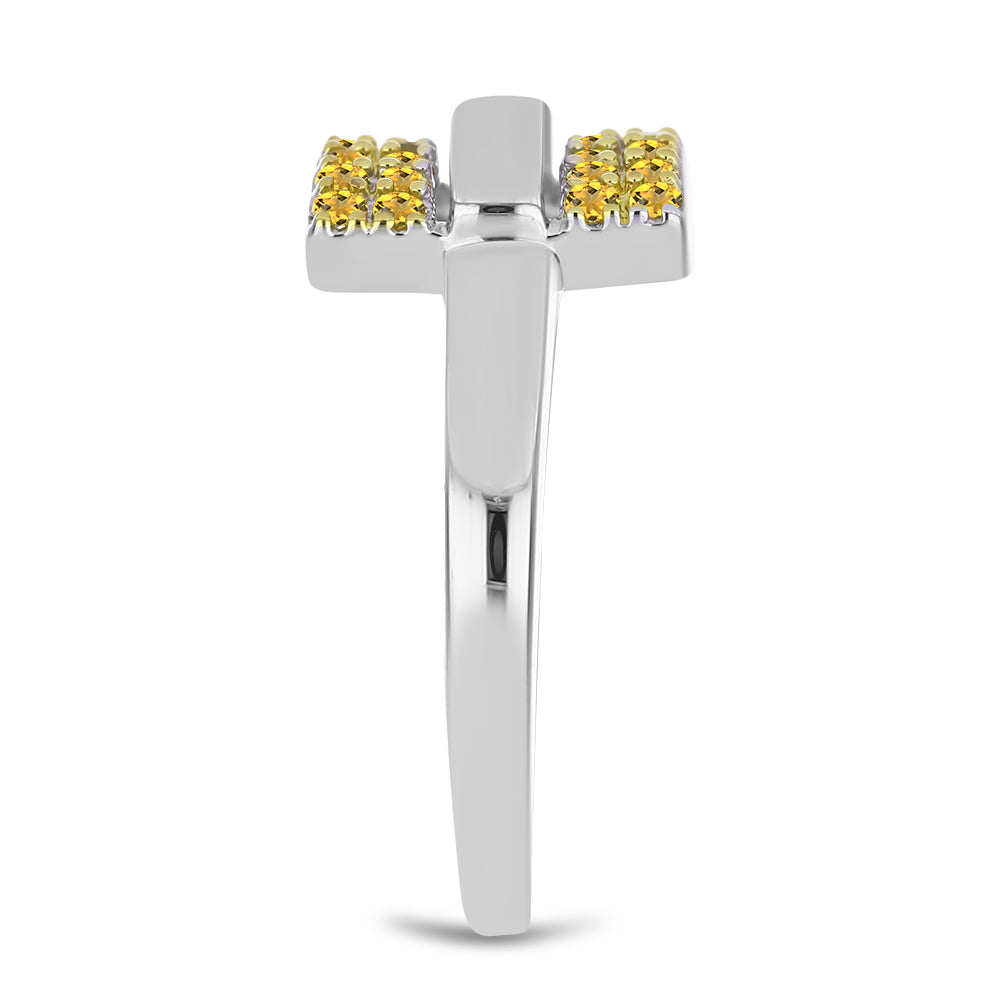 Pozlacený Stříbro 925/1000 - Prsten s Uralským Citrínem - Karátové číslo: 0.45. přibližná hmotnost: 2.95 gramů