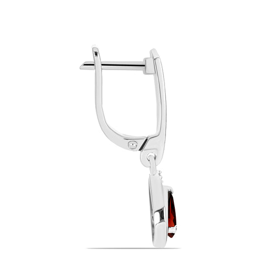 Stříbrné Náušnice s Bartonským Granátem a Bílým Topazem