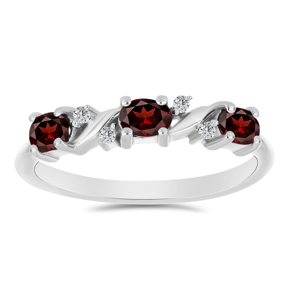 Stříbrný Prsten s Bartonským Granátem a Bílým Topazem 1 