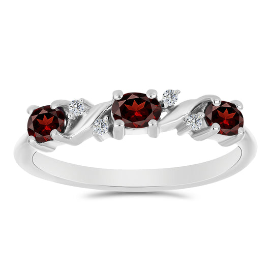 Stříbrný Prsten s Bartonským Granátem a Bílým Topazem