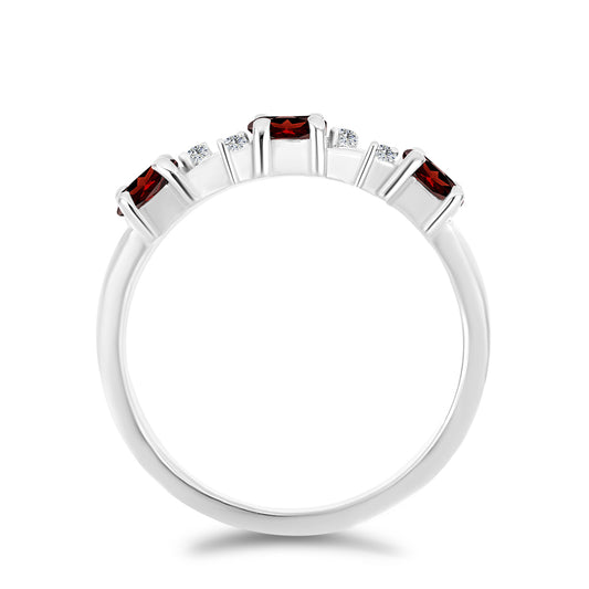 Stříbrný Prsten s Bartonským Granátem a Bílým Topazem