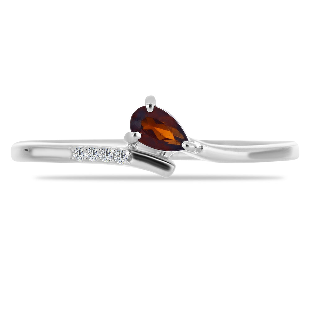 Stříbro 925/1000 - Prsten s Bartonským Granátem a Bílým Topazem - Karátové číslo: 0.28. přibližná hmotnost: 1.45 gramů 2 