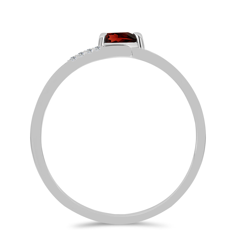 Stříbro 925/1000 - Prsten s Bartonským Granátem a Bílým Topazem - Karátové číslo: 0.28. přibližná hmotnost: 1.45 gramů 3 