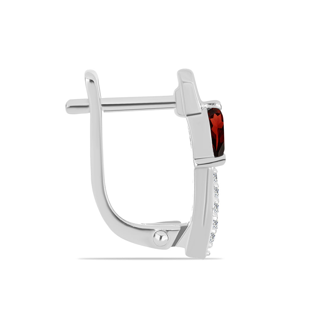 Stříbro 925/1000 - Náušnice s Bartonským Granátem a Bílým Topazem - Karátové číslo: 0.91. přibližná hmotnost: 3.6 gramů 2 