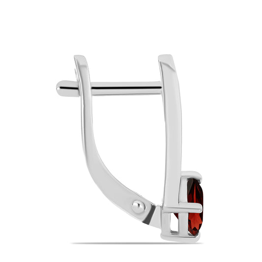 Stříbro 925/1000 Náušnice s Bartonským Granátem a Bílým Topazem - Karátové číslo: 1.22. přibližná hmotnost: 2.84 gramů