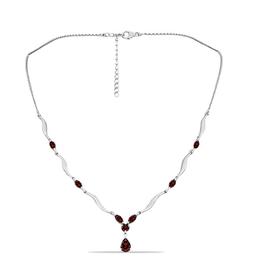 Stříbrný Náhrdelník s Bartonským Granátem