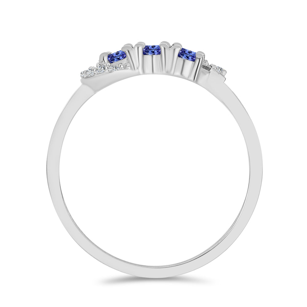 Stříbro 925/1000 - Prsten s Tanzanitem a Bílým Topazem - Karátové číslo: 0.59. přibližná hmotnost: 1.91 gramů 2 