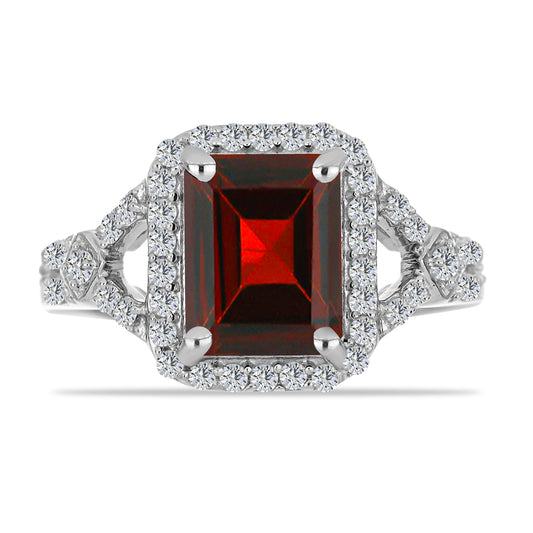 Stříbro 925/1000 - Prsten s Bartonským Granátem a Bílým Topazem - Karátové číslo: 3.03. přibližná hmotnost: 3.63 gramů