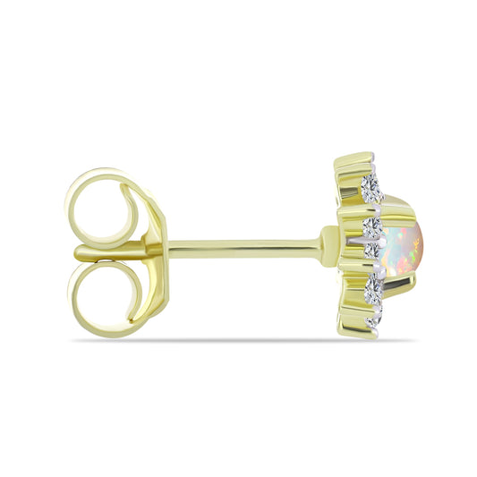 Pozlacené Stříbro 925/1000 - Náušnice s Etiopským Opálem z Lega Dembi a Bílým Topazem - Karátové číslo: 0.56. přibližná hmotnost: 1.41 gramů