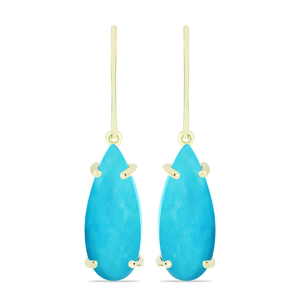 Pozlacené Stříbrné Náušnice s Tyrkysem Sleeping Beauty