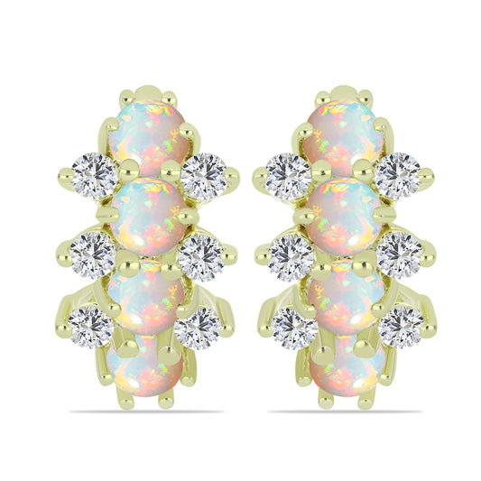 Pozlacené Stříbrné Náušnice s Etiopským Opálem z Lega Dembi a Bílým Topazem