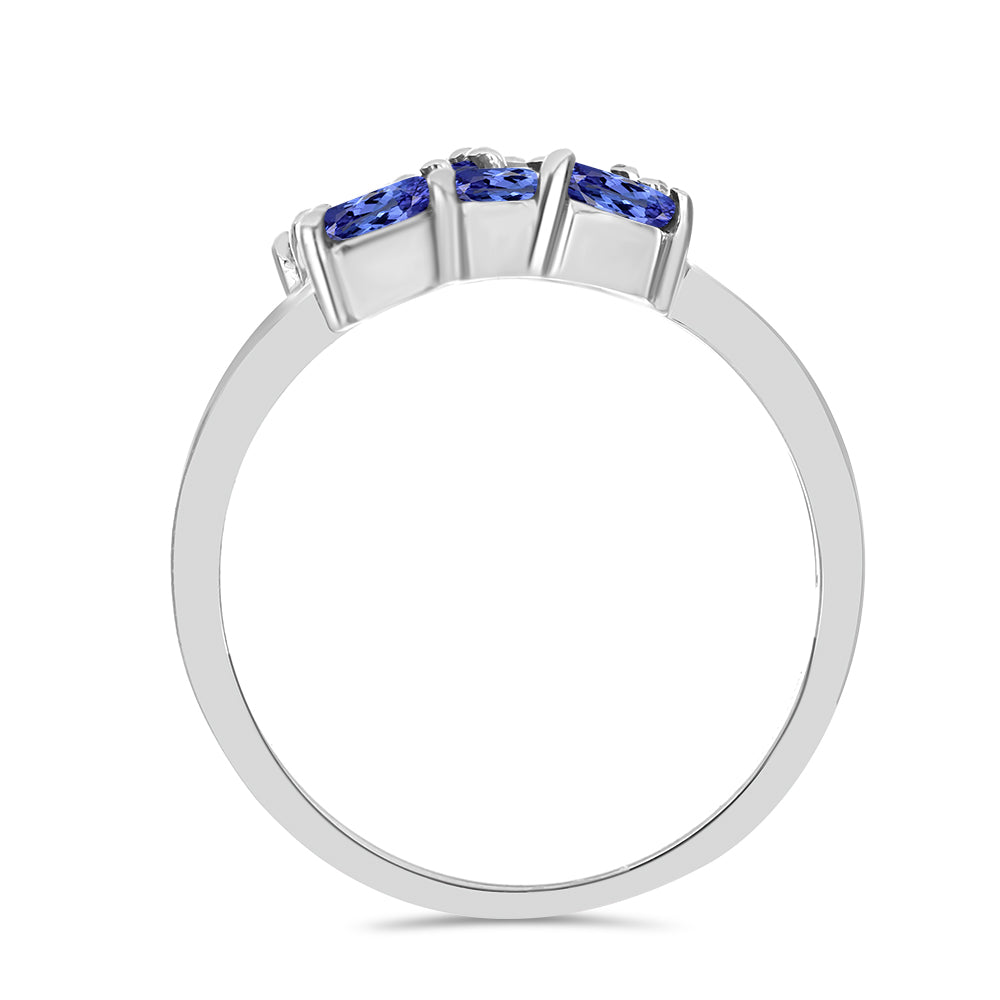 Stříbro 925/1000 Prsten s Tanzanitem - Karátové číslo: 1.47. přibližná hmotnost: 3.25 gramů