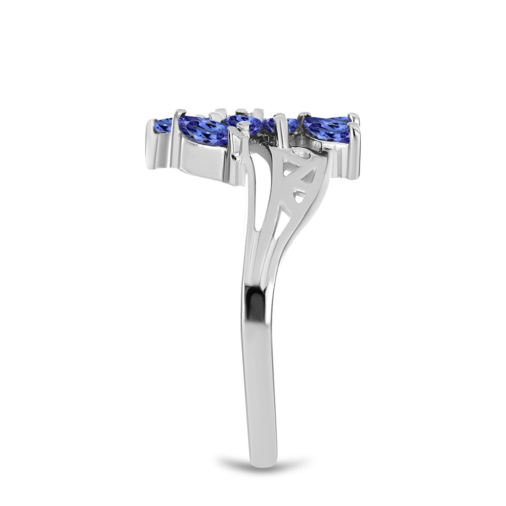 Stříbro 925/1000 Prsten s Tanzanitem - Karátové číslo: 1.47. přibližná hmotnost: 3.25 gramů
