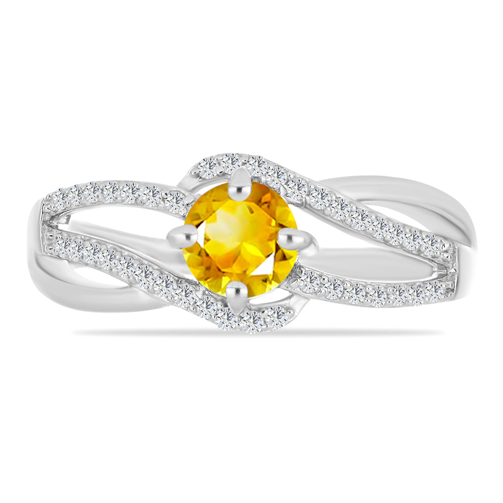 Stříbro 925/1000 - Prsten s Uralským Citrínem a Bílým Topazem - Karátové číslo: 1.1. přibližná hmotnost: 4.03 gramů 2 