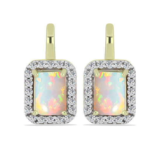 Pozlacené Stříbrné Náušnice s Etiopským Opálem z Lega Dembi a Bílým Topazem