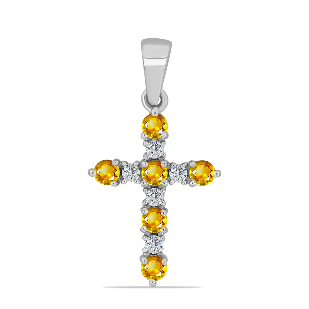 Stříbro 925/1000 - Přívěsek s Uralským Citrínem a Bílým Topazem - Karátové číslo: 0.5. přibližná hmotnost: 1.21 gramů 1 