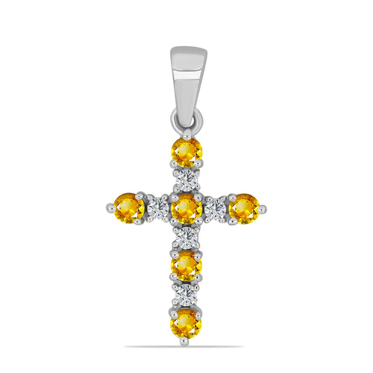 Stříbro 925/1000 - Přívěsek s Uralským Citrínem a Bílým Topazem - Karátové číslo: 0.5. přibližná hmotnost: 1.21 gramů