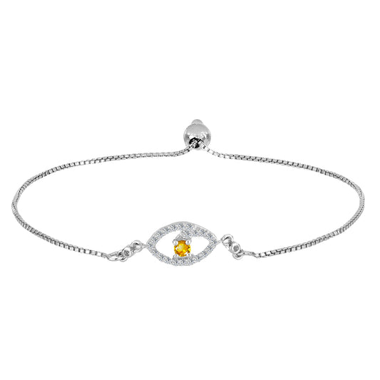 Stříbrný Náramek s Uralským Citrínem a Bílým Topazem