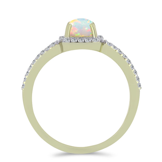 Pozlacený Stříbrný Prsten s Etiopským Opálem z Lega Dembi a Bílým Topazem