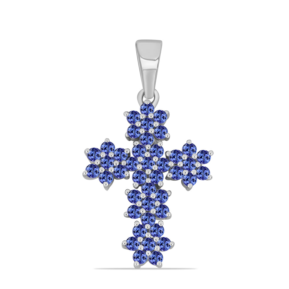 Kříž Stříbrný Přívěsek s Tanzanitem