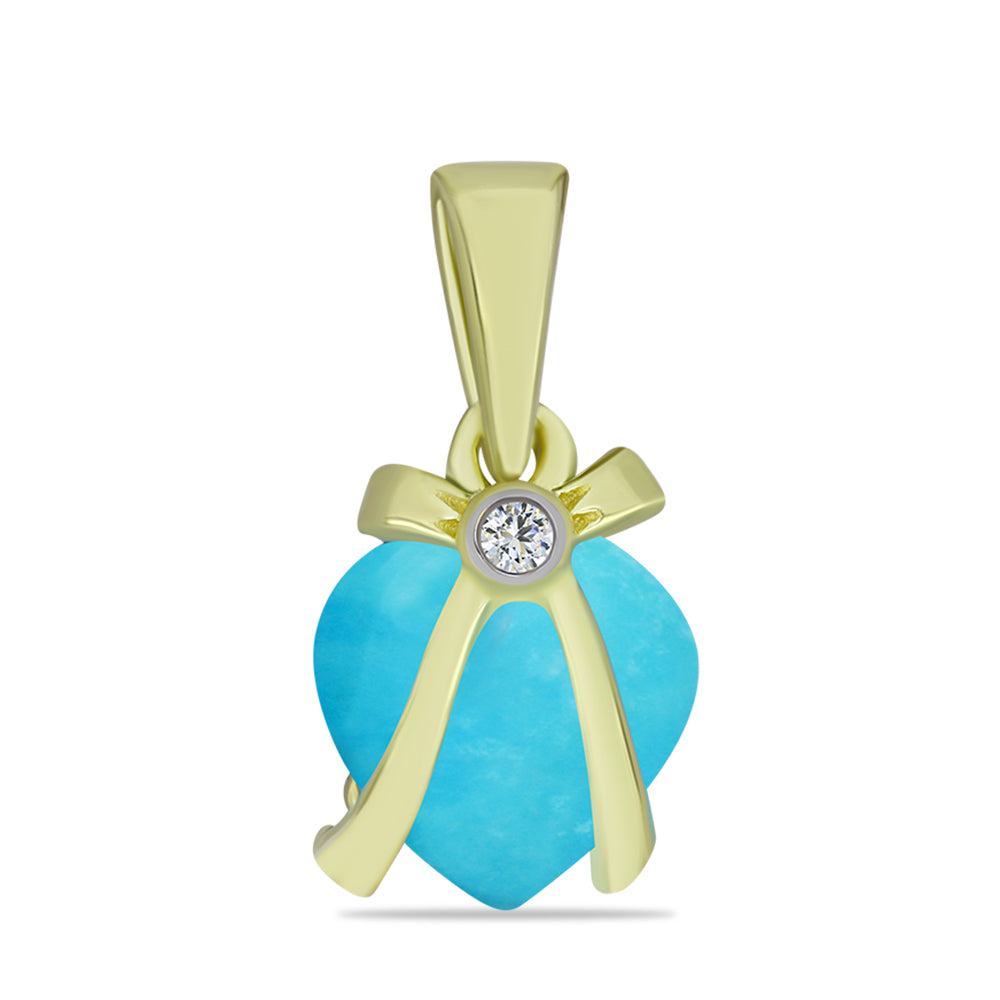 Pozlacený Stříbrný Přívěsek s Tyrkysem Sleeping Beauty a Bílým Topazem 1 