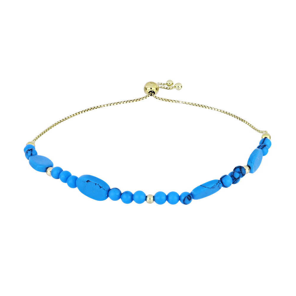 Pozlacené Stříbro 925/1000 - Náramek s Tyrkysem Sleeping Beauty - Karátové číslo: 12.55. přibližná hmotnost: 4.38 gramů 1 