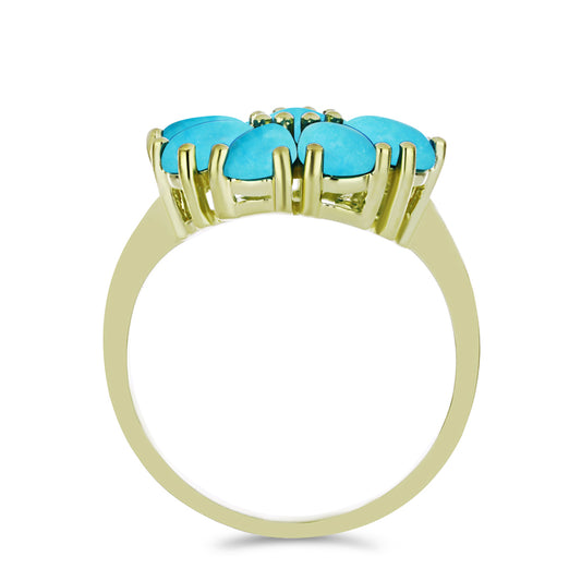 Pozlacený Stříbrný Prsten s Tyrkysem Sleeping Beauty