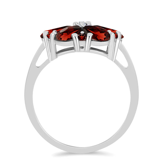 Stříbrný Prsten s Bartonským Granátem a Bílým Topazem