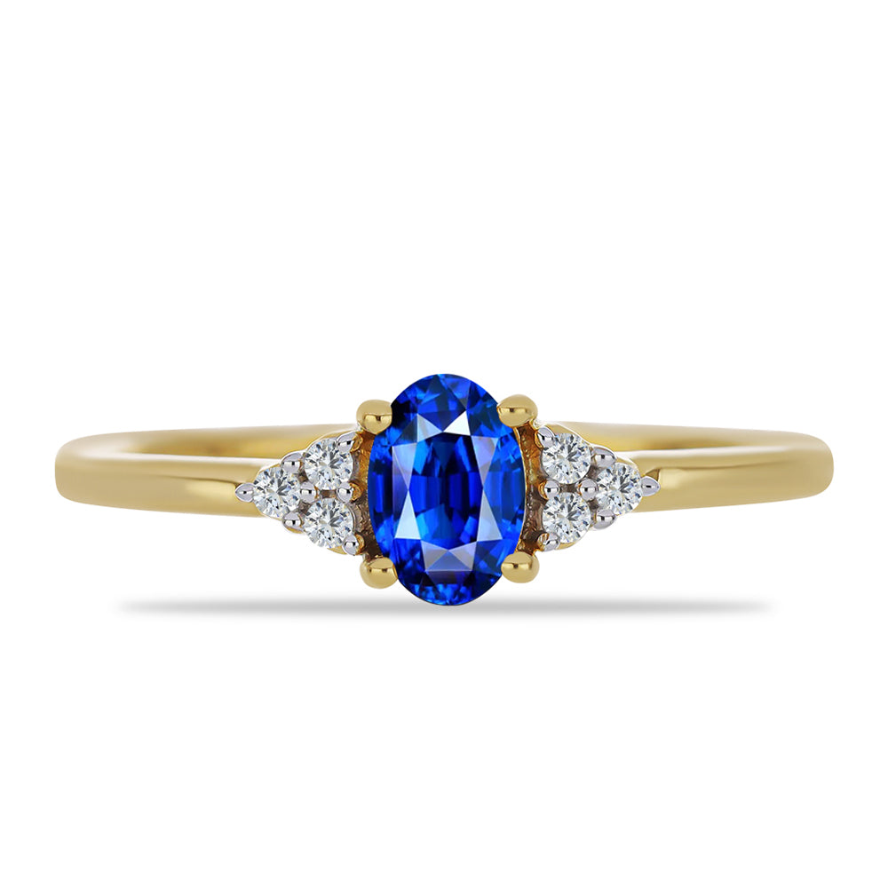 Pozlacený Stříbrný Prsten s Australským Modrým Safírem a Bílým Topazem