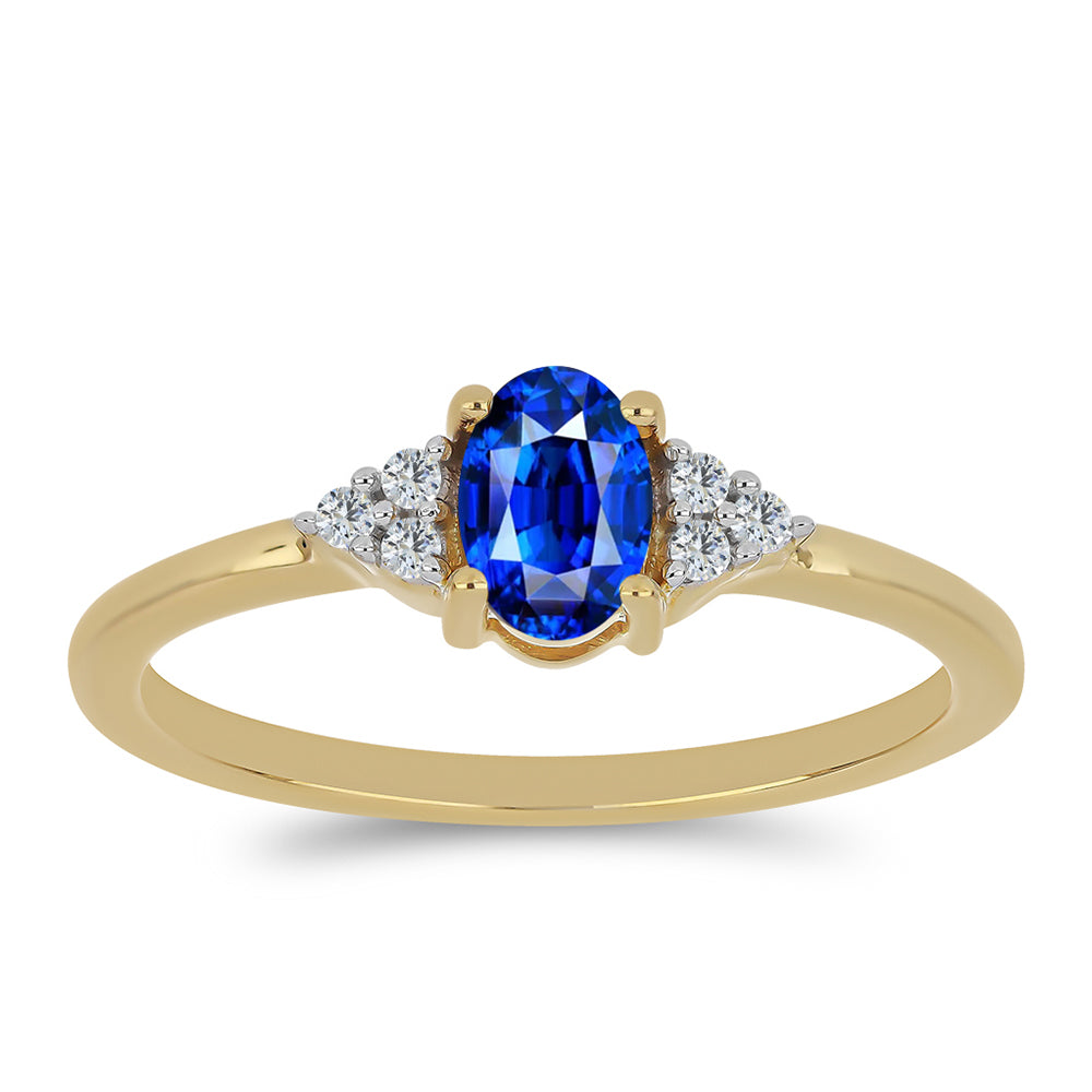 Pozlacený Stříbrný Prsten s Australským Modrým Safírem a Bílým Topazem