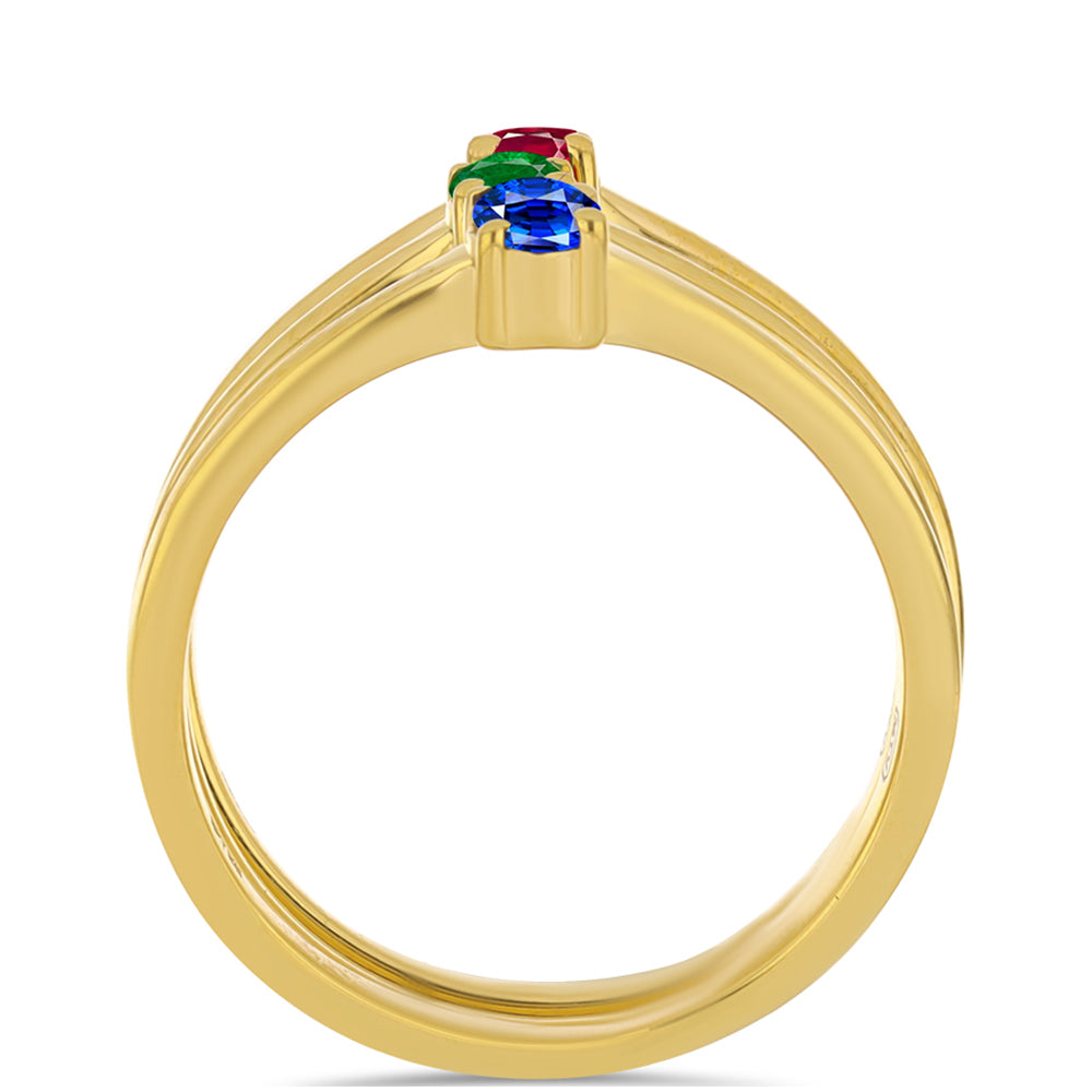 Pozlacené Stříbro 925/1000 - Sada s Umělým Rubínem a Umělým Smaragdem - Karátové číslo: 0.48. přibližná hmotnost: 4.64 gramů ( Prsten )