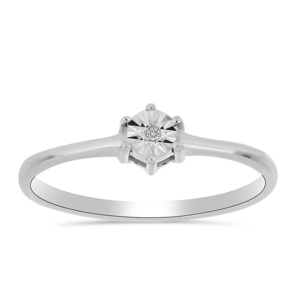Stříbrný Prsten s Bílým Diamantem 3 