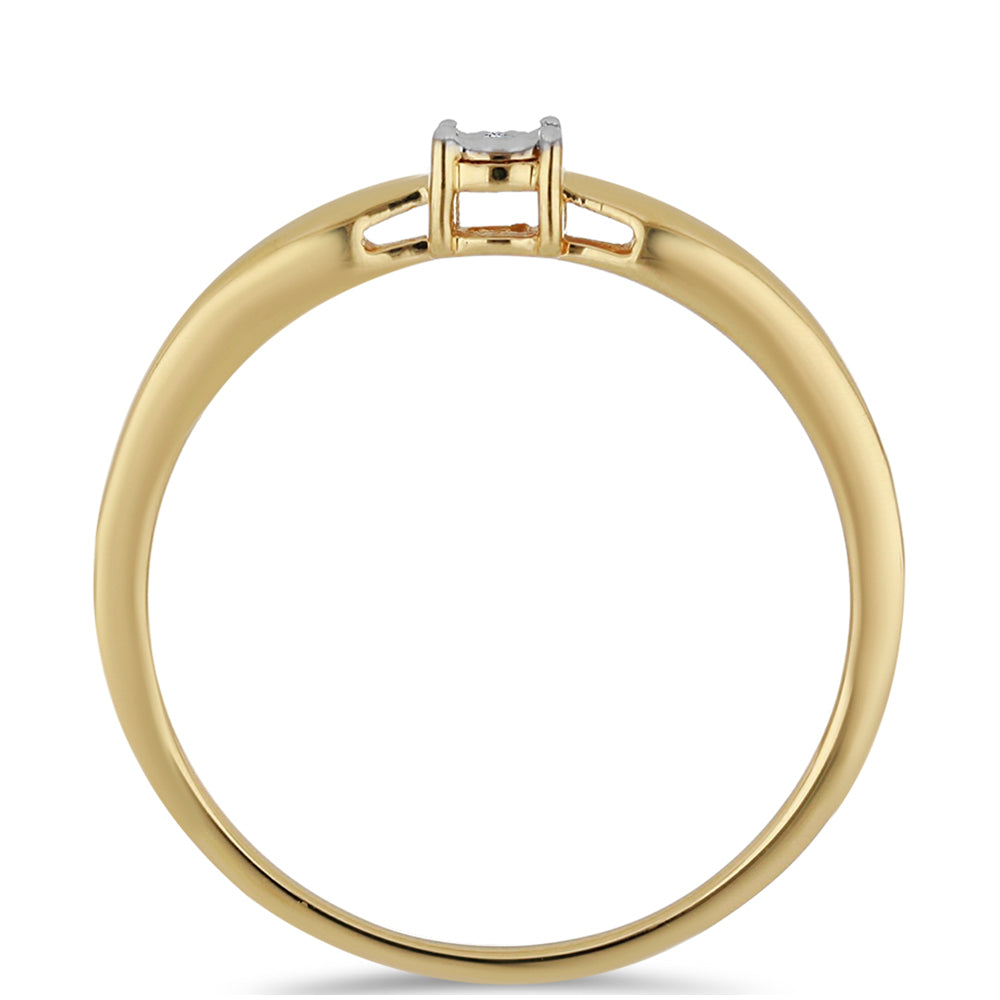 Pozlacené Stříbro 925/1000 - Prsten s Bílým Diamantem - Karátové číslo: 0.01. přibližná hmotnost: 2.26 gramů 2 