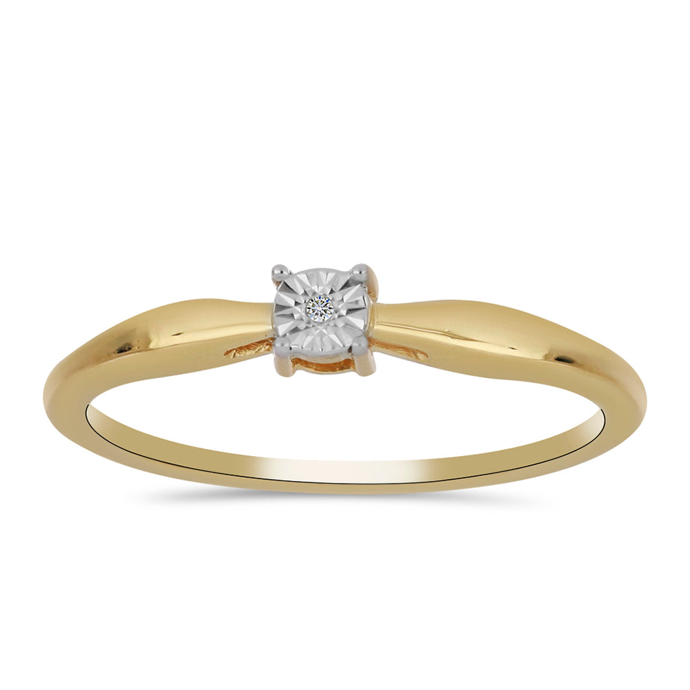 Pozlacené Stříbro 925/1000 - Prsten s Bílým Diamantem - Karátové číslo: 0.01. přibližná hmotnost: 2.26 gramů