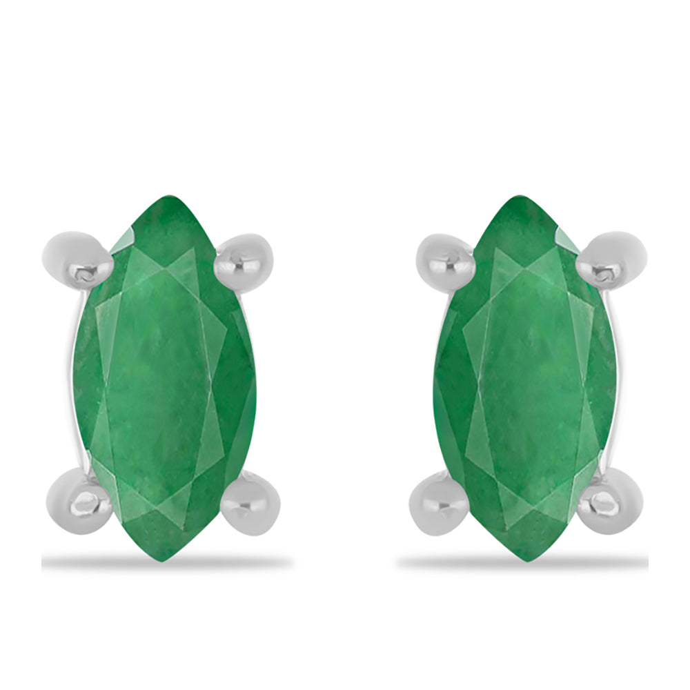 Stříbrné Náušnice s Brazilským Smaragdem