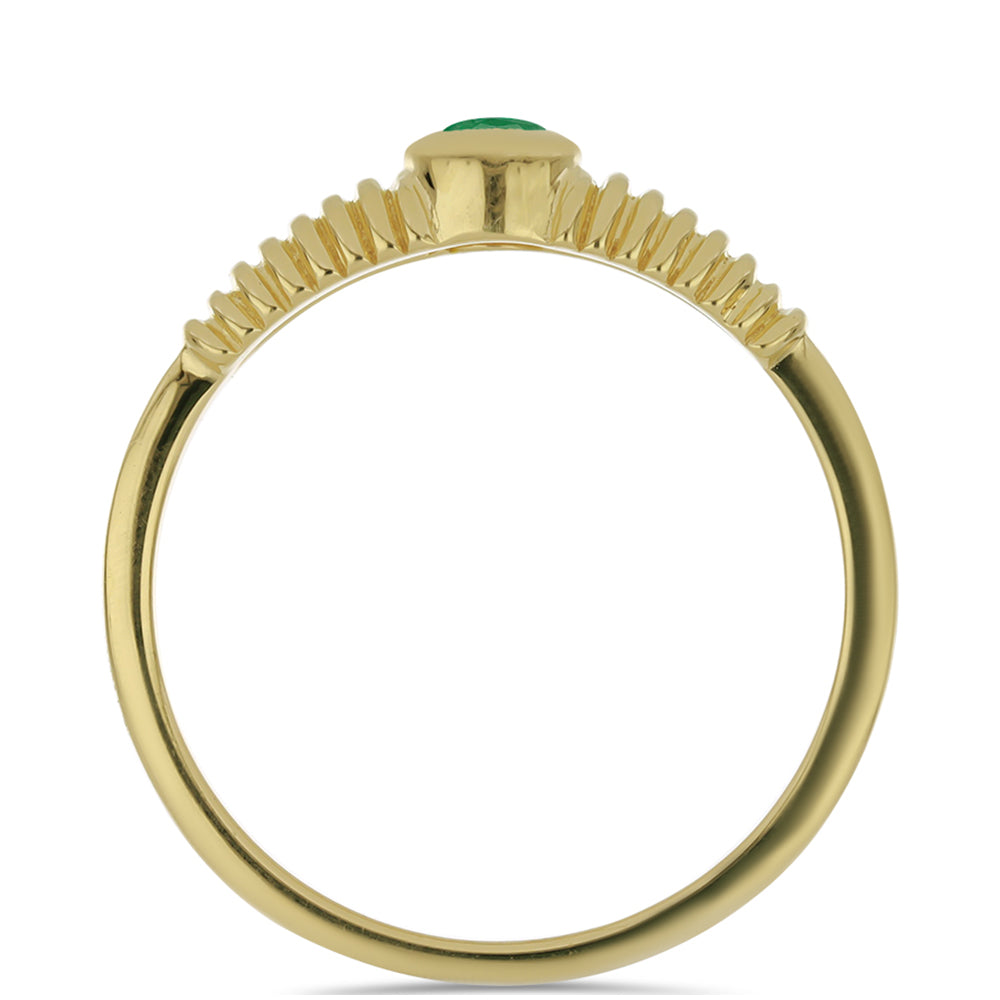 Pozlacené Stříbro 925/1000 - Prsten s Brazilským Smaragdem - Karátové číslo: 0.12. přibližná hmotnost: 2.34 gramů