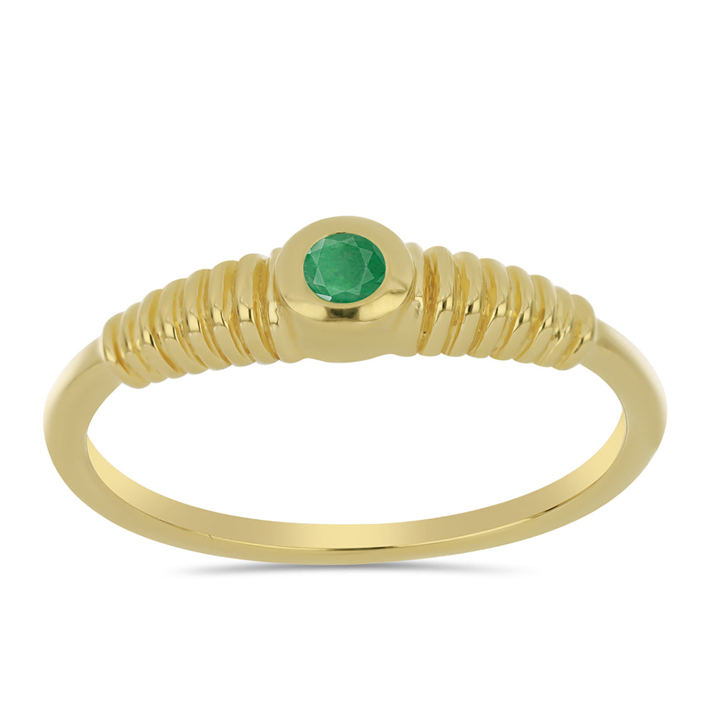 Pozlacené Stříbro 925/1000 - Prsten s Brazilským Smaragdem - Karátové číslo: 0.12. přibližná hmotnost: 2.34 gramů 1 