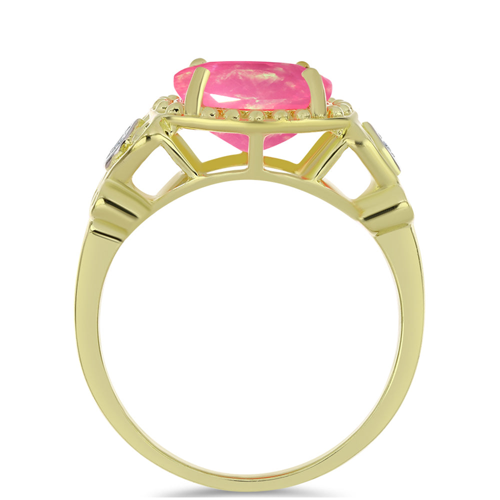 Pozlacený Stříbrný Prsten s Růžovým Etiopským Opálem z Lega Dembi a Bílým Topazem 2 